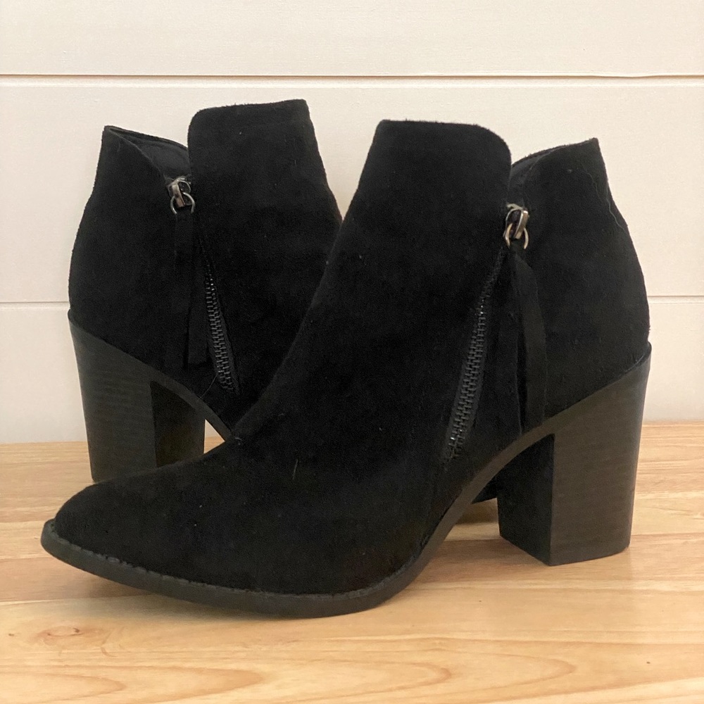 Black suede booties